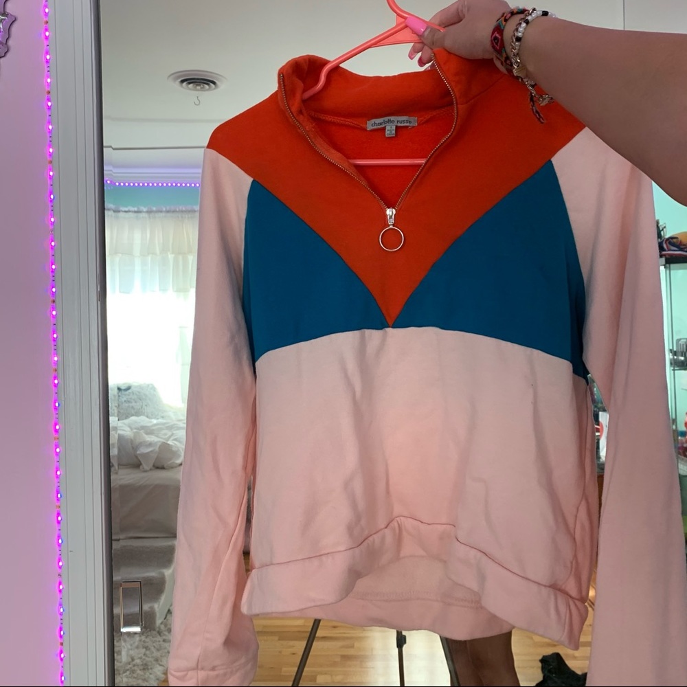 Forever 21 Color-blocking Cropped Sweatshirt
